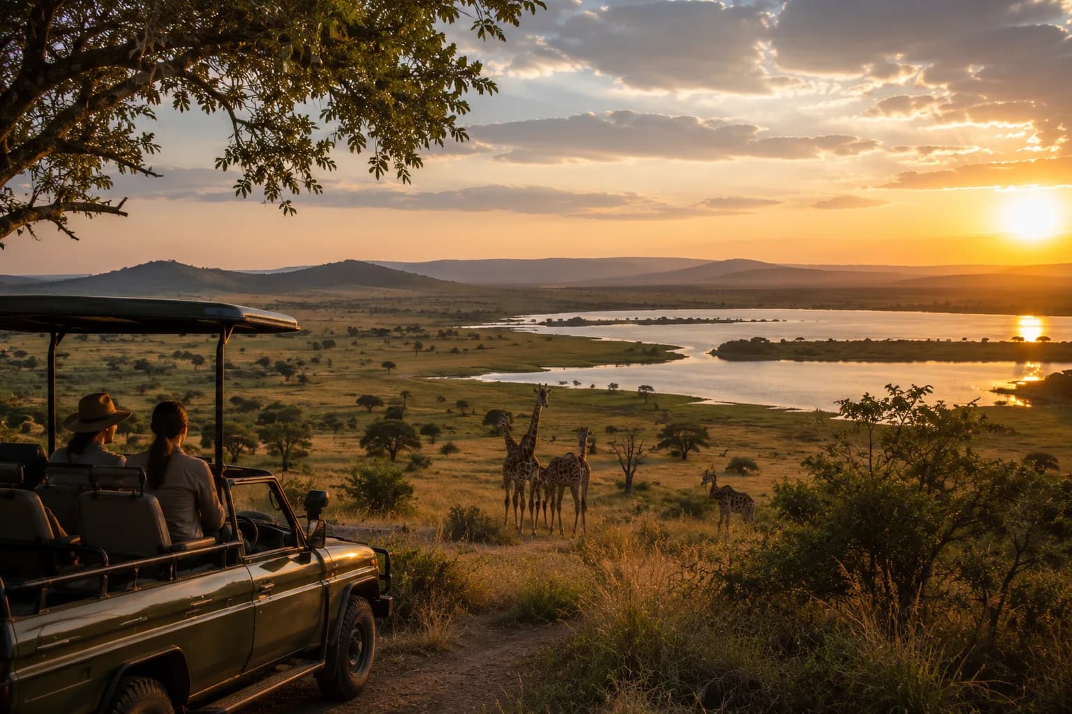 Lion resting in the savanna grassland of Akagera National Park, Rwanda